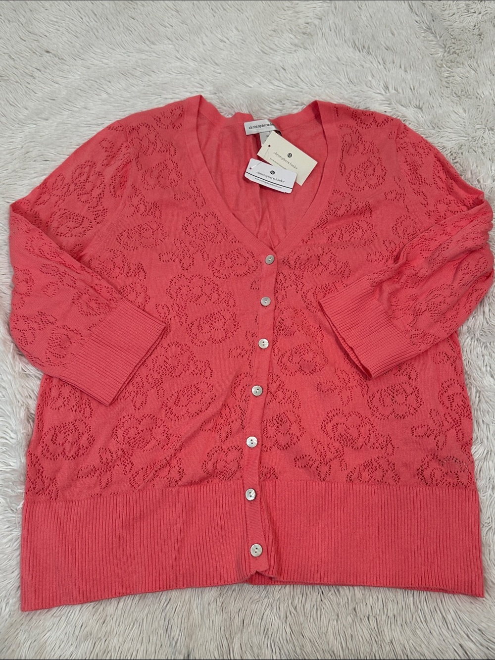 🥕 NWT Christopher & Banks Crochet Cardigan Sweater